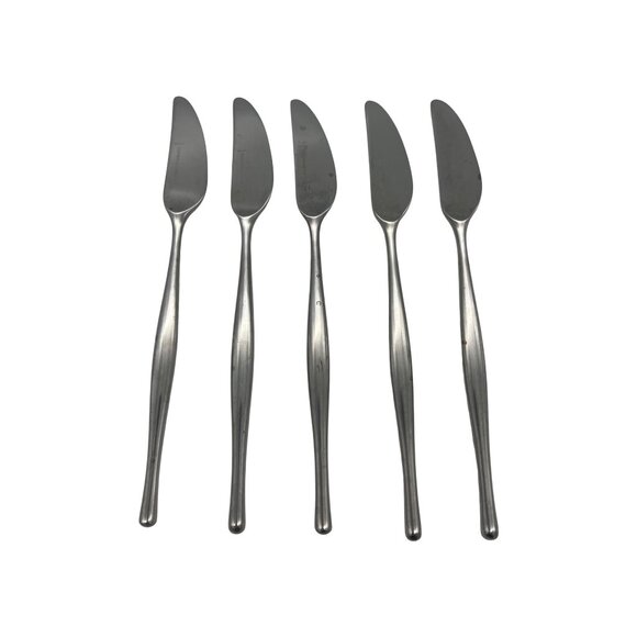 Vintage Towle Lauffer Design 3 Japan Stainless Dinner Knives Set 5 MCM 1970s - Picture 3 of 5